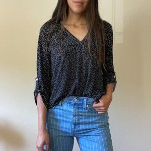 Black/White 3/4 Sleeve Shirt